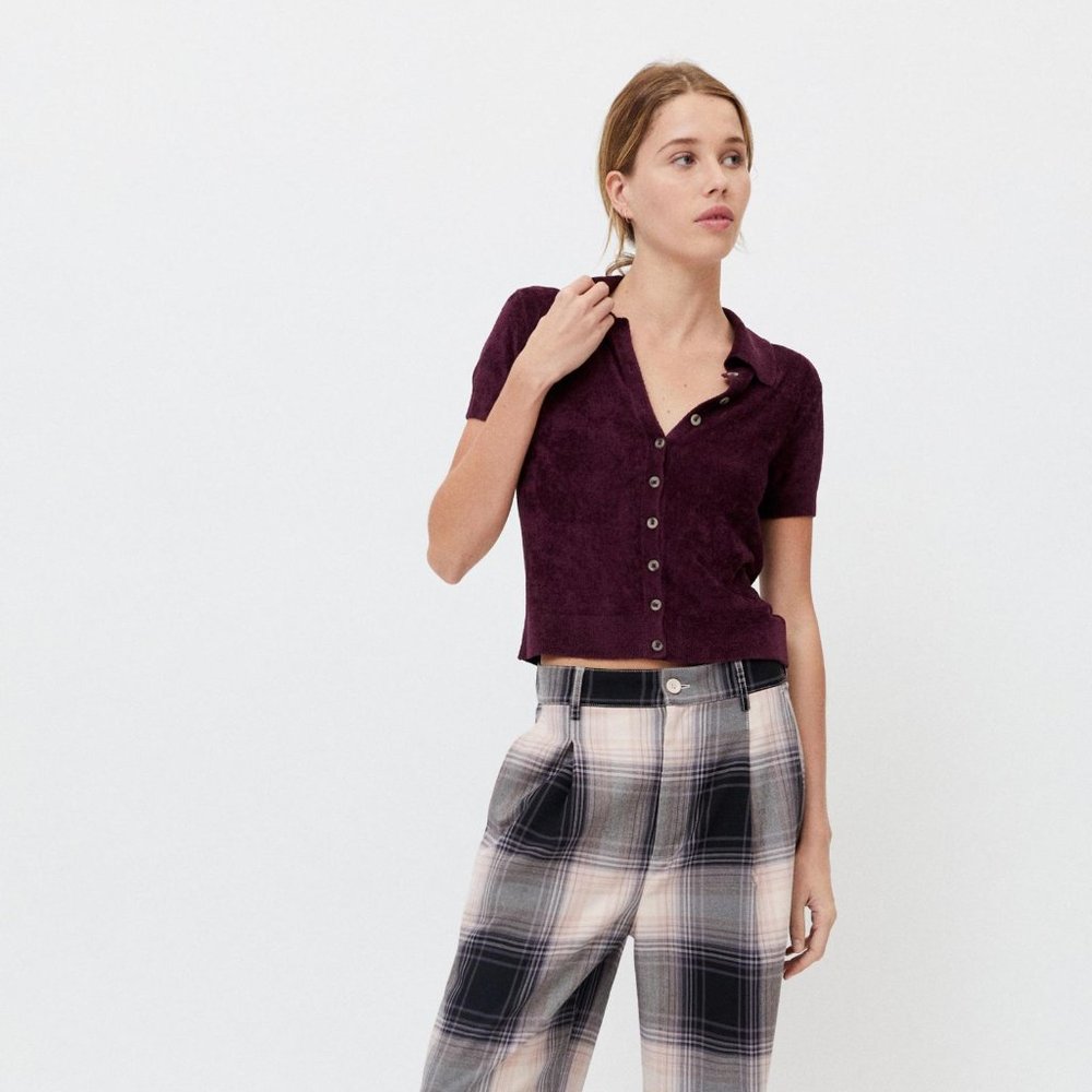 NWT Urban Outfitters Adeline V-neck Cardigan XS Plum